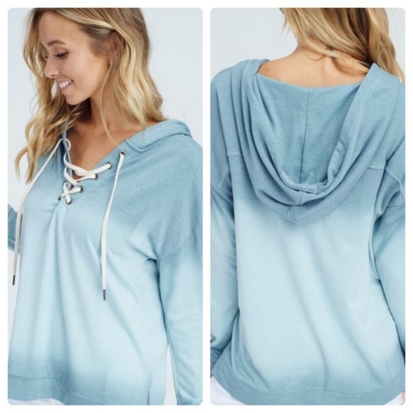 A Girl Thing Tops - Tie Dyed Laced Up Hoodie
